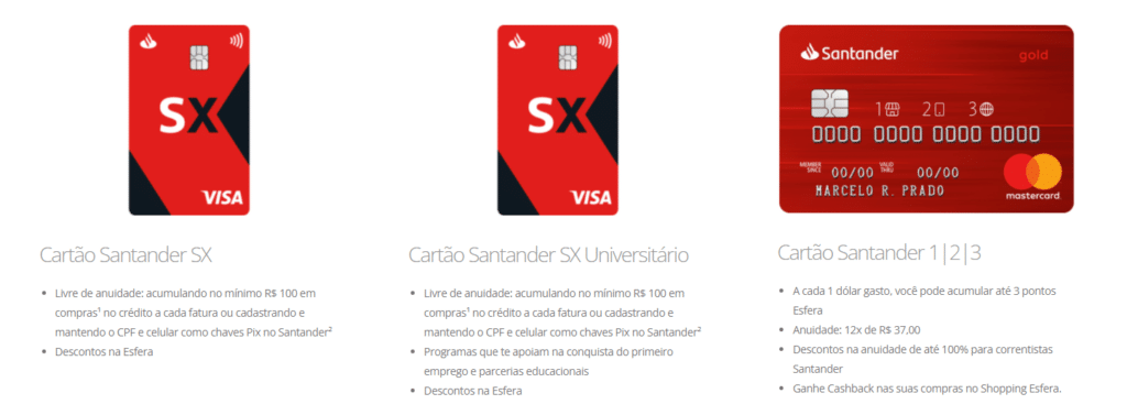 Como solicitar Cartão de crédito santander SX, santander SX Universitário e Santander 1|2|3
