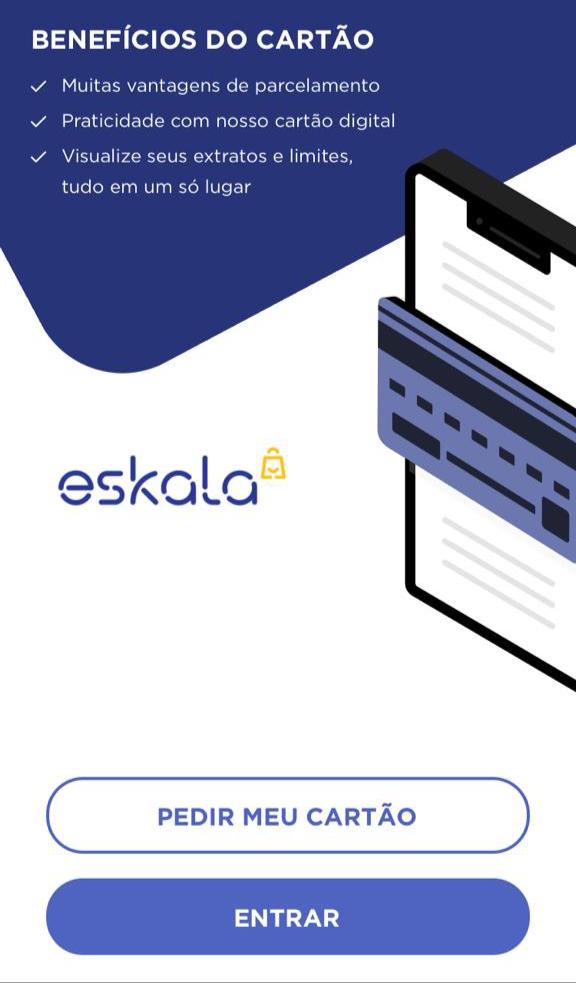 Primeira tela do aplicativo Eskala para solicitar o cartão