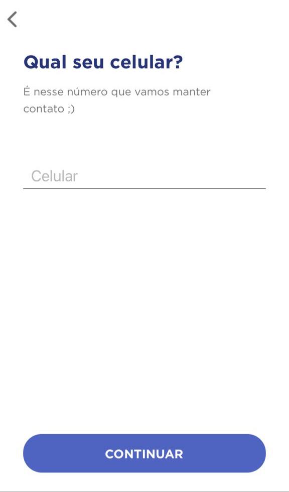 Informe um numero de celular para solicitar o cartão eskala